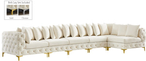 Tremblay Velvet / Engineered Wood / Metal / Foam Contemporary Cream Velvet Modular Sectional - 168" W x 69" D x 33" H