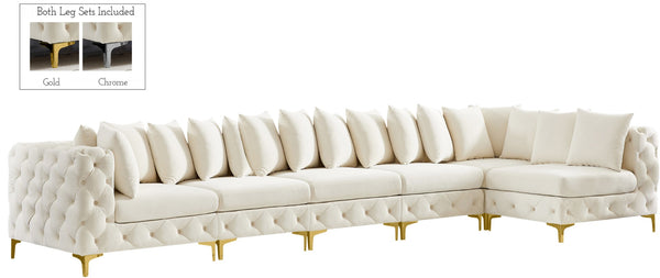 Tremblay Velvet / Engineered Wood / Metal / Foam Contemporary Cream Velvet Modular Sectional - 168" W x 69" D x 33" H