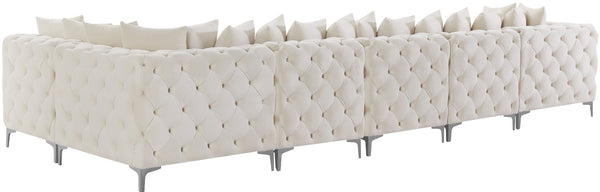 Tremblay Velvet / Engineered Wood / Metal / Foam Contemporary Cream Velvet Modular Sectional - 168" W x 69" D x 33" H
