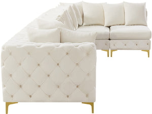 Tremblay Velvet / Engineered Wood / Metal / Foam Contemporary Cream Velvet Modular Sectional - 168" W x 69" D x 33" H