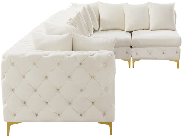 Tremblay Velvet / Engineered Wood / Metal / Foam Contemporary Cream Velvet Modular Sectional - 168" W x 69" D x 33" H