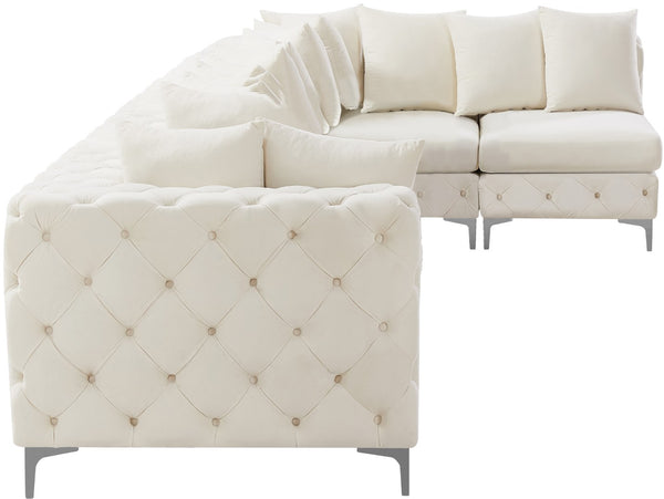 Tremblay Velvet / Engineered Wood / Metal / Foam Contemporary Cream Velvet Modular Sectional - 168" W x 69" D x 33" H
