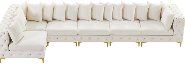 Tremblay Velvet / Engineered Wood / Metal / Foam Contemporary Cream Velvet Modular Sectional - 168" W x 69" D x 33" H