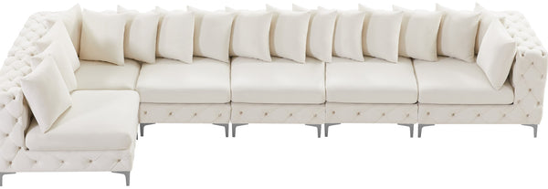 Tremblay Velvet / Engineered Wood / Metal / Foam Contemporary Cream Velvet Modular Sectional - 168" W x 69" D x 33" H