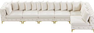Tremblay Velvet / Engineered Wood / Metal / Foam Contemporary Cream Velvet Modular Sectional - 168" W x 69" D x 33" H