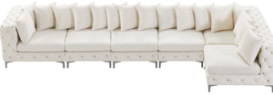 Tremblay Velvet / Engineered Wood / Metal / Foam Contemporary Cream Velvet Modular Sectional - 168" W x 69" D x 33" H
