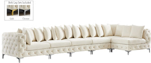 Tremblay Velvet / Engineered Wood / Metal / Foam Contemporary Cream Velvet Modular Sectional - 168" W x 69" D x 33" H