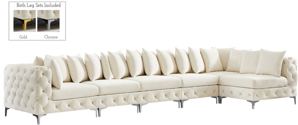 Tremblay Velvet / Engineered Wood / Metal / Foam Contemporary Cream Velvet Modular Sectional - 168" W x 69" D x 33" H