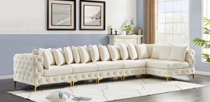 Tremblay Velvet / Engineered Wood / Metal / Foam Contemporary Cream Velvet Modular Sectional - 168" W x 69" D x 33" H