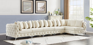 Tremblay Velvet / Engineered Wood / Metal / Foam Contemporary Cream Velvet Modular Sectional - 168" W x 69" D x 33" H