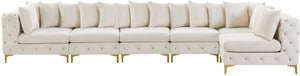 Tremblay Velvet / Engineered Wood / Metal / Foam Contemporary Cream Velvet Modular Sectional - 168" W x 69" D x 33" H