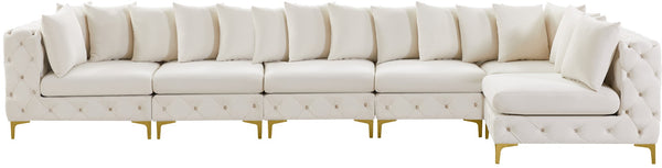 Tremblay Velvet / Engineered Wood / Metal / Foam Contemporary Cream Velvet Modular Sectional - 168" W x 69" D x 33" H