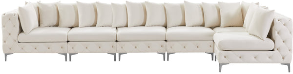 Tremblay Velvet / Engineered Wood / Metal / Foam Contemporary Cream Velvet Modular Sectional - 168" W x 69" D x 33" H