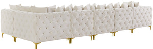 Tremblay Velvet / Engineered Wood / Metal / Foam Contemporary Cream Velvet Modular Sectional - 168" W x 69" D x 33" H