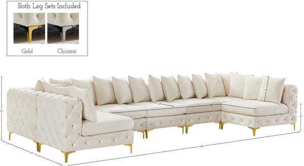 Tremblay Velvet / Engineered Wood / Metal / Foam Contemporary Cream Velvet Modular Sectional - 168" W x 69" D x 33" H