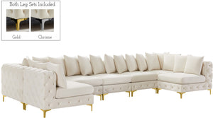 Tremblay Velvet / Engineered Wood / Metal / Foam Contemporary Cream Velvet Modular Sectional - 168" W x 69" D x 33" H
