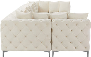 Tremblay Velvet / Engineered Wood / Metal / Foam Contemporary Cream Velvet Modular Sectional - 168" W x 69" D x 33" H