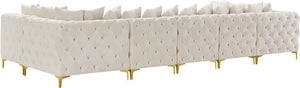 Tremblay Velvet / Engineered Wood / Metal / Foam Contemporary Cream Velvet Modular Sectional - 168" W x 69" D x 33" H