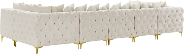 Tremblay Velvet / Engineered Wood / Metal / Foam Contemporary Cream Velvet Modular Sectional - 168" W x 69" D x 33" H
