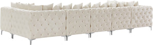 Tremblay Velvet / Engineered Wood / Metal / Foam Contemporary Cream Velvet Modular Sectional - 168" W x 69" D x 33" H