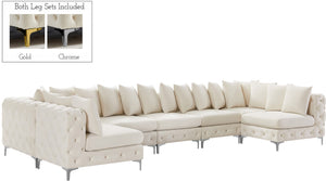 Tremblay Velvet / Engineered Wood / Metal / Foam Contemporary Cream Velvet Modular Sectional - 168" W x 69" D x 33" H