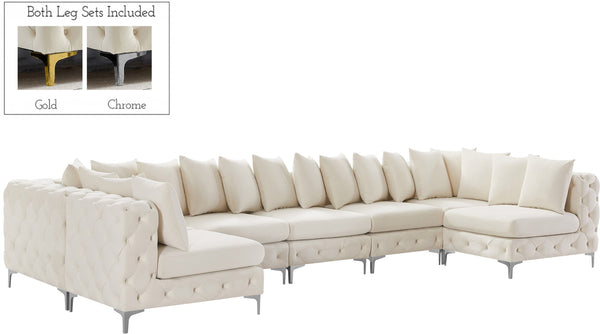 Tremblay Velvet / Engineered Wood / Metal / Foam Contemporary Cream Velvet Modular Sectional - 168" W x 69" D x 33" H