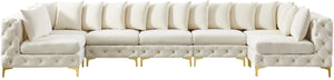 Tremblay Velvet / Engineered Wood / Metal / Foam Contemporary Cream Velvet Modular Sectional - 168" W x 69" D x 33" H