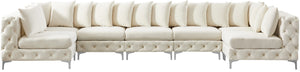 Tremblay Velvet / Engineered Wood / Metal / Foam Contemporary Cream Velvet Modular Sectional - 168" W x 69" D x 33" H
