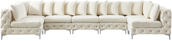 Tremblay Velvet / Engineered Wood / Metal / Foam Contemporary Cream Velvet Modular Sectional - 168" W x 69" D x 33" H