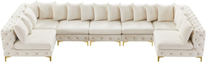 Tremblay Velvet / Engineered Wood / Metal / Foam Contemporary Cream Velvet Modular Sectional - 168" W x 69" D x 33" H