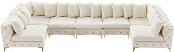 Tremblay Velvet / Engineered Wood / Metal / Foam Contemporary Cream Velvet Modular Sectional - 168" W x 69" D x 33" H