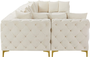 Tremblay Velvet / Engineered Wood / Metal / Foam Contemporary Cream Velvet Modular Sectional - 168" W x 69" D x 33" H