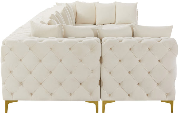 Tremblay Velvet / Engineered Wood / Metal / Foam Contemporary Cream Velvet Modular Sectional - 168" W x 69" D x 33" H
