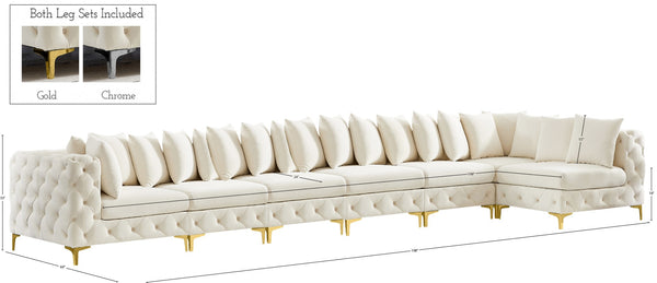 Tremblay Velvet / Engineered Wood / Metal / Foam Contemporary Cream Velvet Modular Sectional - 198" W x 69" D x 33" H