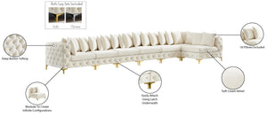Tremblay Velvet / Engineered Wood / Metal / Foam Contemporary Cream Velvet Modular Sectional - 198" W x 69" D x 33" H