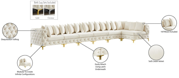 Tremblay Velvet / Engineered Wood / Metal / Foam Contemporary Cream Velvet Modular Sectional - 198" W x 69" D x 33" H