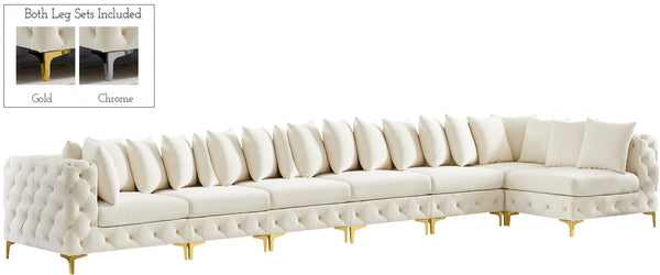 Tremblay Velvet / Engineered Wood / Metal / Foam Contemporary Cream Velvet Modular Sectional - 198" W x 69" D x 33" H