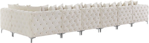 Tremblay Velvet / Engineered Wood / Metal / Foam Contemporary Cream Velvet Modular Sectional - 198" W x 69" D x 33" H