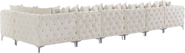 Tremblay Velvet / Engineered Wood / Metal / Foam Contemporary Cream Velvet Modular Sectional - 198" W x 69" D x 33" H