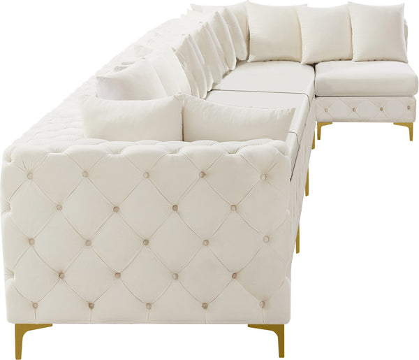Tremblay Velvet / Engineered Wood / Metal / Foam Contemporary Cream Velvet Modular Sectional - 198" W x 69" D x 33" H
