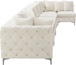 Tremblay Velvet / Engineered Wood / Metal / Foam Contemporary Cream Velvet Modular Sectional - 198" W x 69" D x 33" H