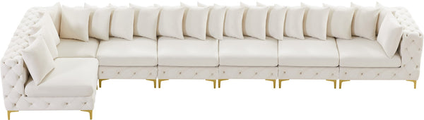 Tremblay Velvet / Engineered Wood / Metal / Foam Contemporary Cream Velvet Modular Sectional - 198" W x 69" D x 33" H