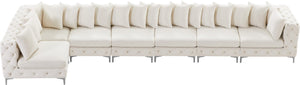 Tremblay Velvet / Engineered Wood / Metal / Foam Contemporary Cream Velvet Modular Sectional - 198" W x 69" D x 33" H
