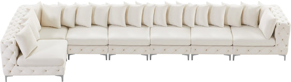 Tremblay Velvet / Engineered Wood / Metal / Foam Contemporary Cream Velvet Modular Sectional - 198" W x 69" D x 33" H