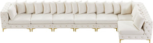 Tremblay Velvet / Engineered Wood / Metal / Foam Contemporary Cream Velvet Modular Sectional - 198" W x 69" D x 33" H