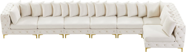 Tremblay Velvet / Engineered Wood / Metal / Foam Contemporary Cream Velvet Modular Sectional - 198" W x 69" D x 33" H
