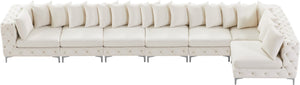 Tremblay Velvet / Engineered Wood / Metal / Foam Contemporary Cream Velvet Modular Sectional - 198" W x 69" D x 33" H