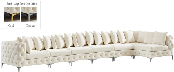 Tremblay Velvet / Engineered Wood / Metal / Foam Contemporary Cream Velvet Modular Sectional - 198" W x 69" D x 33" H