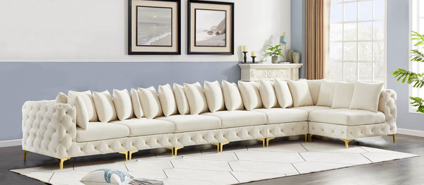 Tremblay Velvet / Engineered Wood / Metal / Foam Contemporary Cream Velvet Modular Sectional - 198" W x 69" D x 33" H