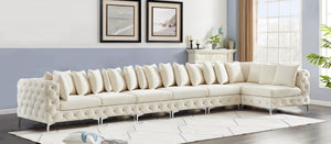 Tremblay Velvet / Engineered Wood / Metal / Foam Contemporary Cream Velvet Modular Sectional - 198" W x 69" D x 33" H